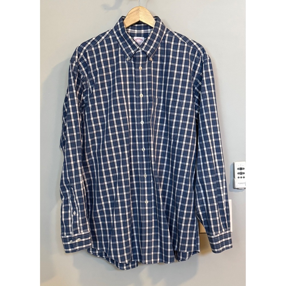 Brooks Brothers Madison Non Iron Original‎ Polo Shirt Large Plaid Button Down